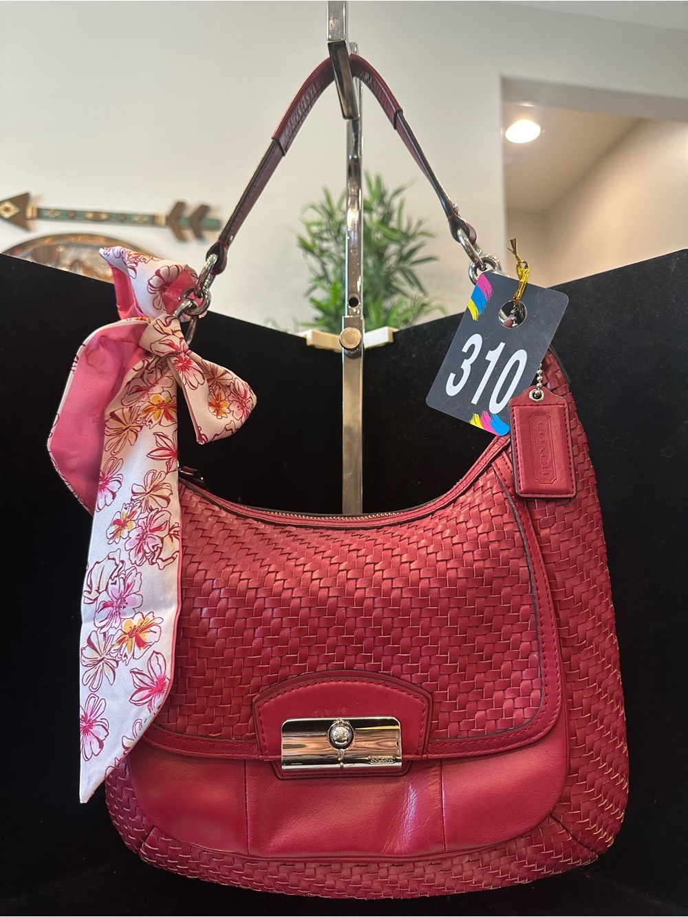 Coach #310 Kristen Woven Leather Shoulder Bag